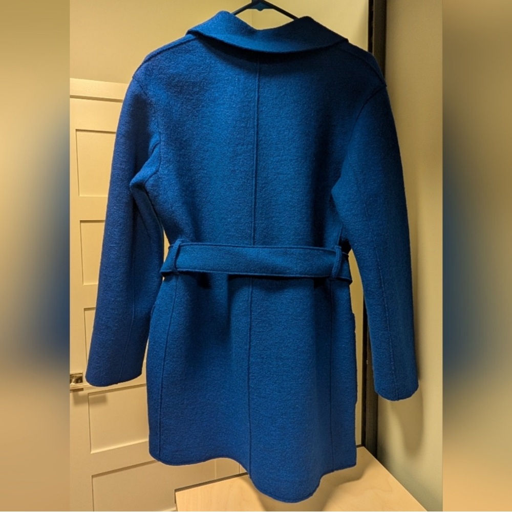 Jcrew NWT Blue Women's Belted Coat wrap coat 100% wool Italian boiled wool - Picture 3 of 6